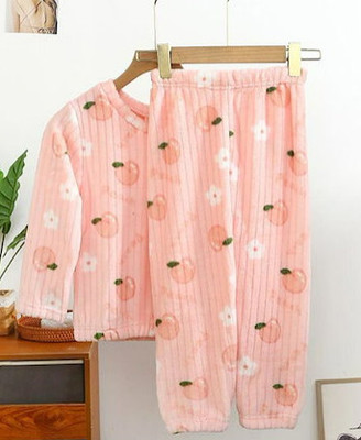 Keenuu Kids Nightwear Boys & Girls Printed Fleece Blend(White Pack of 1)