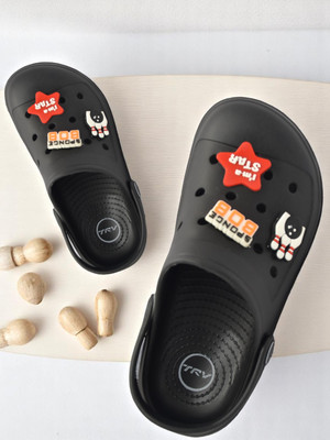 TRV Boys & Girls Sling Back Clogs(Black , 8.5-9 YEARS)