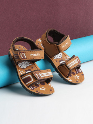 OUNIK STYLE Boys Velcro Sports Sandals(Beige , 4-5 Years)