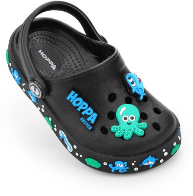 Hoppa Boys & Girls Sling Back Clogs(Black , 4.5-5 Year)