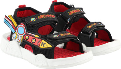 LEVOT Boys Velcro Sports Sandals(Black , 4-4.5 YEARS)