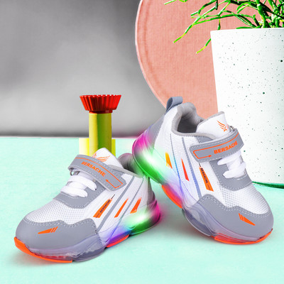 BERSACHE Boys & Girls Lace LED Shoes(Orange, 3 - 3.5 Years)