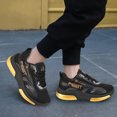 SHOEFLY Boys Lace Running Shoes(Black, 7-8)