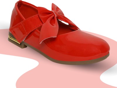 Prattle Foot Girls Velcro Ballerinas(Red)