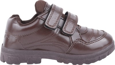 Pu-Pine Boys Velcro Sneakers(Brown)