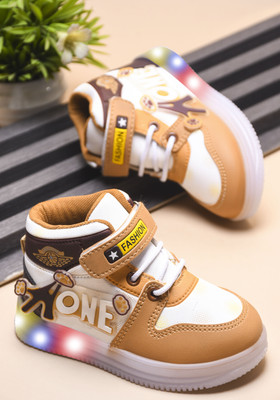 kats Boys & Girls Velcro Sneakers(Beige, 3.5-4 YEARS)
