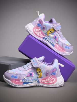 Hooh Girls Velcro Dancing Shoes(Light Blue, 6-7 Years)