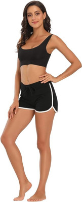 NEHA FASHION Short For Girls Casual Self Design Cotton Blend(Black, Pack of 1)