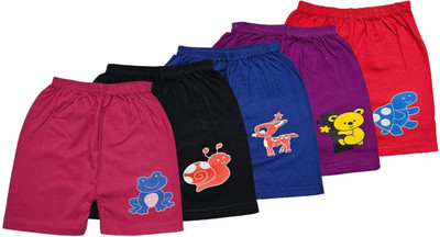 HUXX Short For Boys & Girls Casual Solid Pure Cotton(Multicolor, Pack of 5)