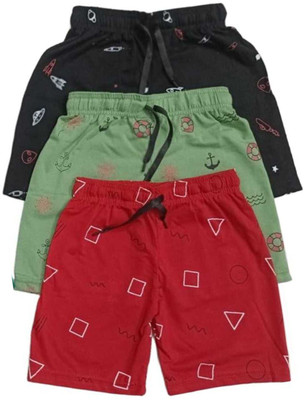PALMLON Short For Baby Boys & Baby Girls Casual Printed Pure Cotton(Multicolor, Pack of 3)