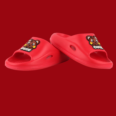 LEVOT Boys & Girls Slip On Slipper Flip Flop(Red , 3-3.5 Years)