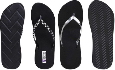 SHIPEE Women Slippers(Black , 6)