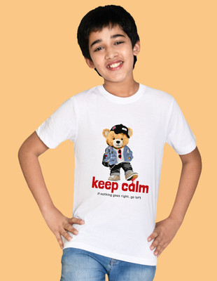 Nusyl Boys Graphic Print Cotton Blend Regular T Shirt(White, Pack of 1)