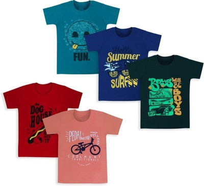 Tejee Baby Boys & Baby Girls Printed Pure Cotton T Shirt(Multicolor, Pack of 1)