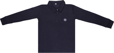 Ayvina Boys Solid Polyester Regular T Shirt(Dark Blue, Pack of 1)