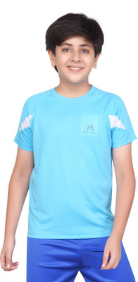 MIST N FOGG Boys Self Design Polyester Regular T Shirt(White, Pack of 1)