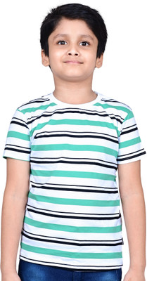 YOUMAA FAB Baby Boys Striped Pure Cotton Regular T Shirt(Green, Pack of 1)
