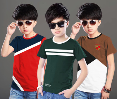 Renly Boys Printed Cotton Jersey T Shirt(Multicolor, Pack of 3)