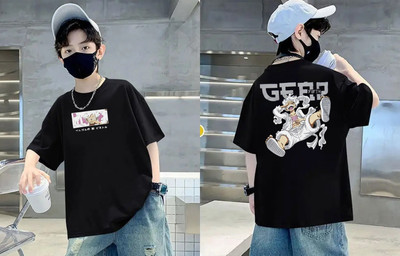 InBy Boys Solid Cotton Blend Oversized T Shirt(Black, Pack of 1)
