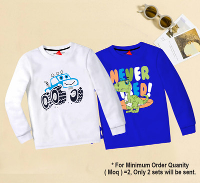 TRIANGLETEES Boys & Girls Printed Cotton Blend T Shirt(Multicolor, Pack of 1)