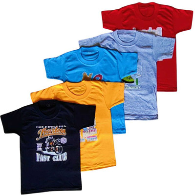 Tejee Baby Boys & Baby Girls Printed Pure Cotton T Shirt(Multicolor, Pack of 1)