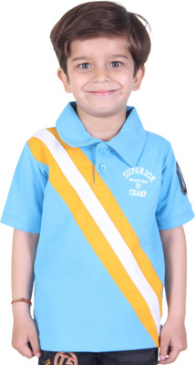 Kepa Boys Colorblock Cotton Blend Regular T Shirt(Light Blue, Pack of 1)