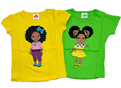 mudgal india creations Baby Girls Self Design Cotton Blend Regular T Shirt(Yellow, Pack of 2)