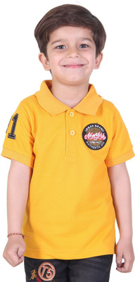 Kepa Boys Colorblock Cotton Blend Regular T Shirt(Yellow, Pack of 1)