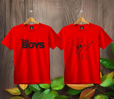 SL5 TEX Boys & Girls Printed Pure Cotton Regular T Shirt(Multicolor, Pack of 2)