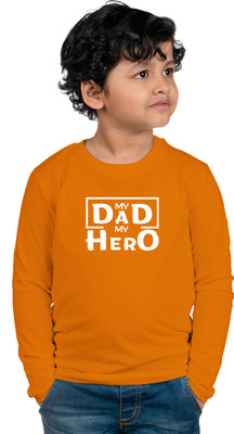 CHOMBOOKA Boys Printed Cotton Blend Regular T Shirt(Orange, Pack of 1)