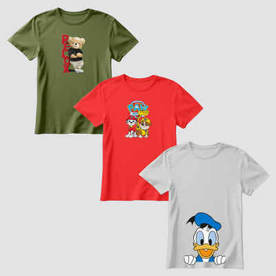 MITANSH Baby Boys & Baby Girls Graphic Print Pure Cotton T Shirt(Multicolor, Pack of 1)