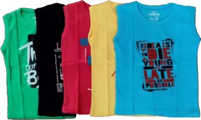NewLadiesZone Boys Printed Pure Cotton T Shirt(Multicolor, Pack of 5)