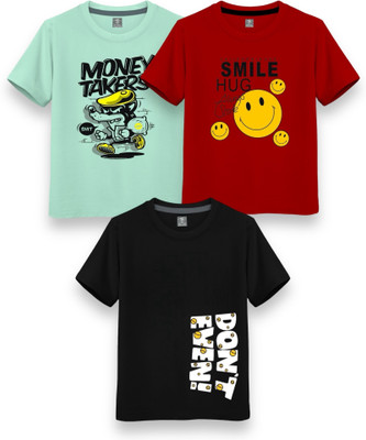 Boys & Girls Printed Cotton Blend T Shirt(Multicolor, Pack of 1)