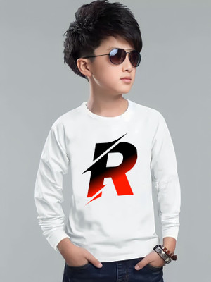 SQF Boys Printed Polyester Regular T Shirt(White, Pack of 1)