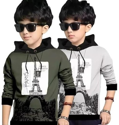 CALOYA Boys Printed Cotton Blend Regular T Shirt(Green, Grey, Pack of 2)