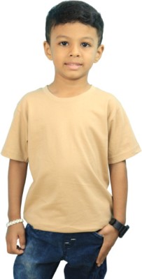 The TSHRT Boys Solid Pure Cotton Regular T Shirt(Beige, Pack of 1)