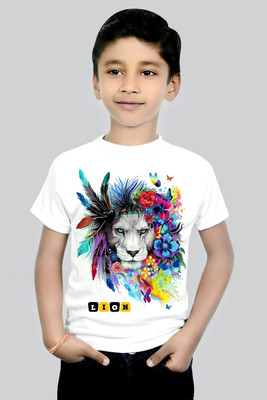 tiftiprint Boys & Girls Graphic Print Cotton Blend Regular T Shirt(White, Pack of 1)