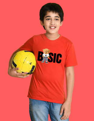 Nusyl Boys Graphic Print Cotton Blend Regular T Shirt(Red, Pack of 1)