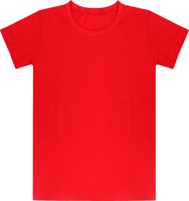 FASHA Boys Solid Pure Cotton Regular T Shirt(Red, Pack of 1)