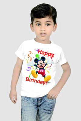 RIvoPrints Baby Boys & Baby Girls Typography, Printed Cotton Blend Regular T Shirt(White, Pack of 1)