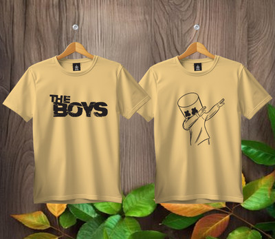 SL5 TEX Boys & Girls Printed Pure Cotton Regular T Shirt(Multicolor, Pack of 2)