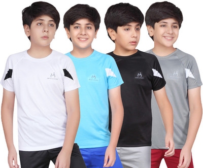 MIST N FOGG Boys Solid Polyester Regular T Shirt(Multicolor, Pack of 4)