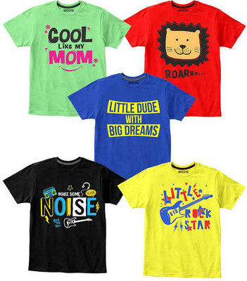 Baby Boys Printed Pure Cotton T Shirt(Multicolor, Pack of 1)