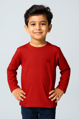 QYLA Boys & Girls Solid Cotton Blend Regular T Shirt(Red, Pack of 1)