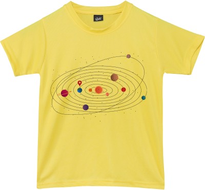 RISH Boys & Girls Printed Polyester T Shirt(Yellow, Pack of 1)
