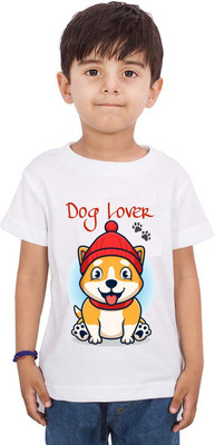 THEYOUNGESTTEE Boys Printed Cotton Blend Regular T Shirt(White, Pack of 1)