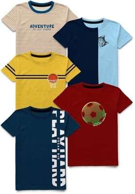 Baby Boys Printed Cotton Blend T Shirt(Multicolor, Pack of 1)