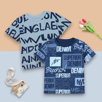 Uwald Baby Boys & Baby Girls Printed Polycotton Regular T Shirt(Multicolor, Pack of 2)