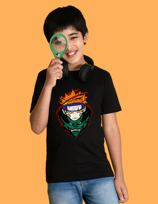 Nusyl Boys Graphic Print Cotton Blend Regular T Shirt(Black, Pack of 1)
