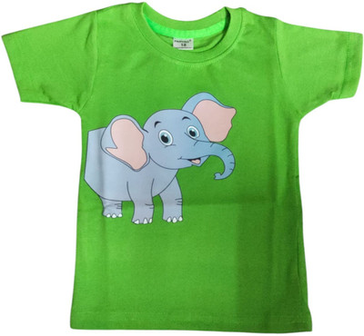 Shakubhar Baby Boys & Baby Girls Printed Cotton Blend Regular T Shirt(Green, Pack of 1)